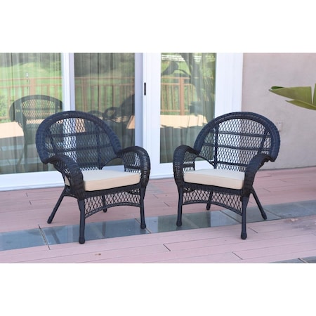 Propation W00211-C-2-FS006 Santa Maria Black Wicker Chair with Tan Cushion PR1081429